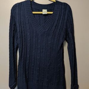 V-neck cable knit sweater